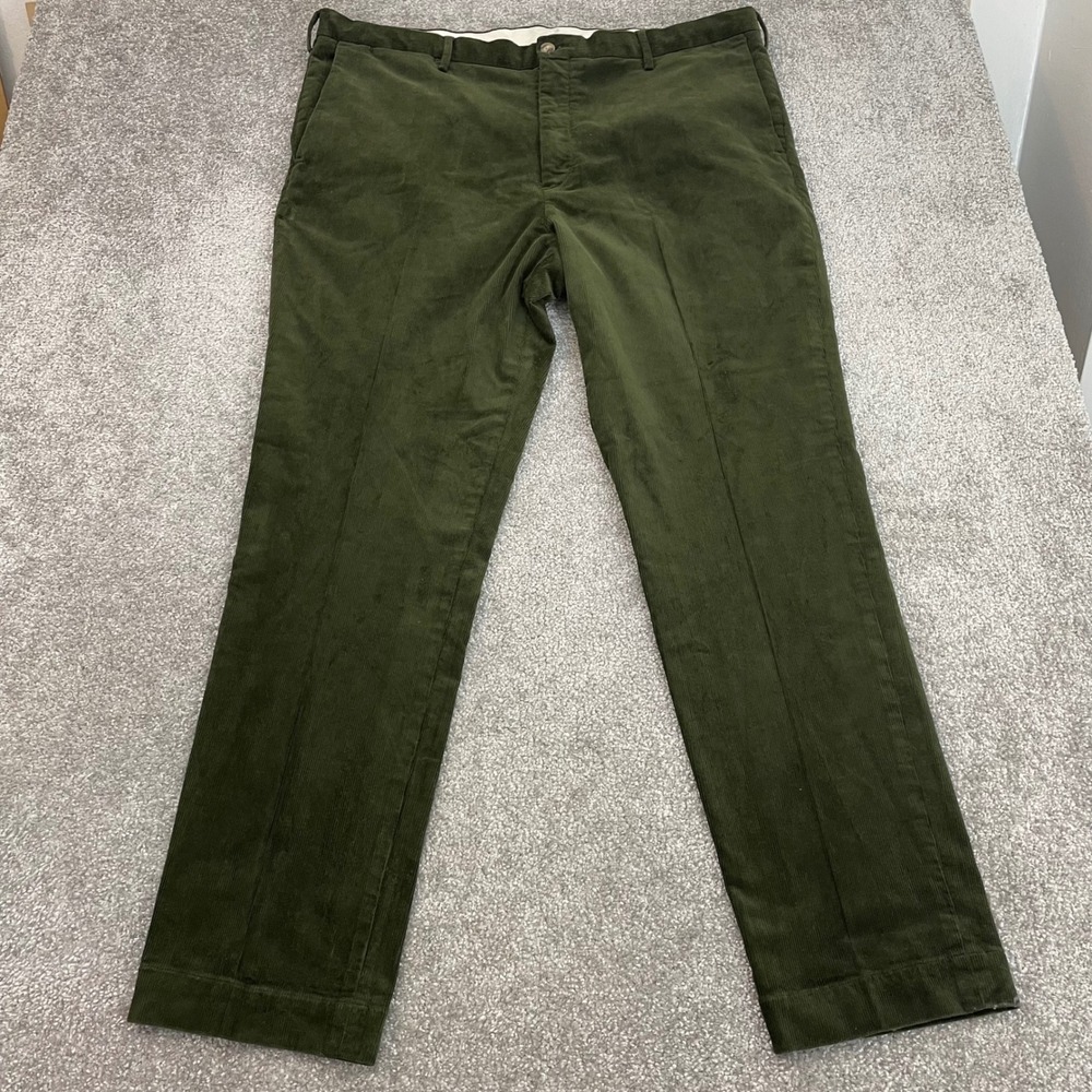 Polo Ralph Lauren Corduroy Pants Mens 42x32 Slim Fit Pleated Olive Green Fall